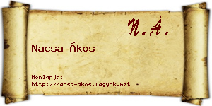 Nacsa Ákos névjegykártya